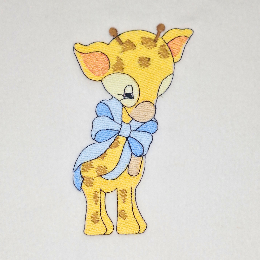 Baby Giraffe with Bow Machine Embroidery Design