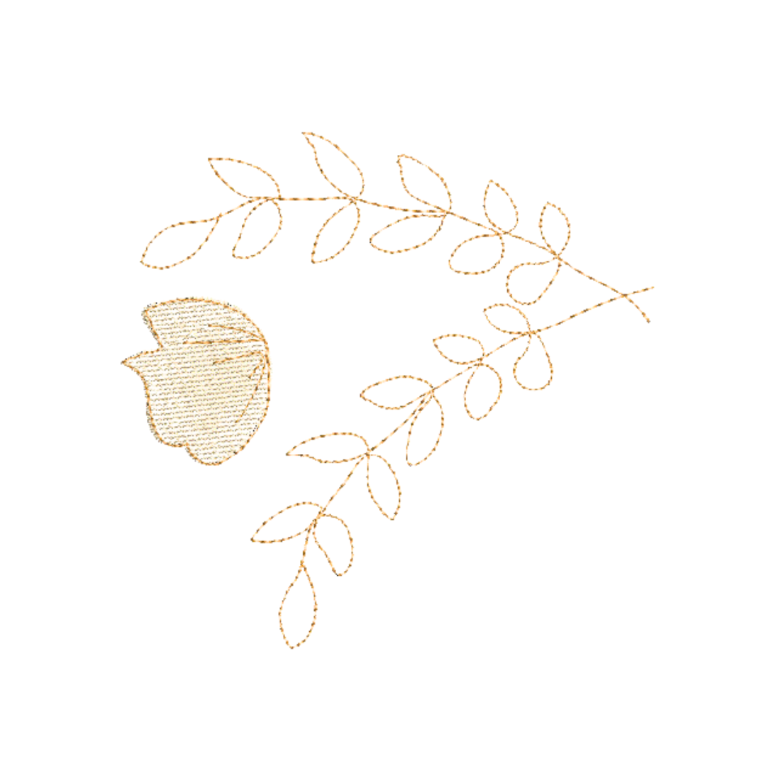 This is an image of a flower spray machine embroidery design in one color, by Stitches & Strokes. This simple flower spray machine embroidery design is perfect for embroidery on to pillowcases, tea towels, and more.