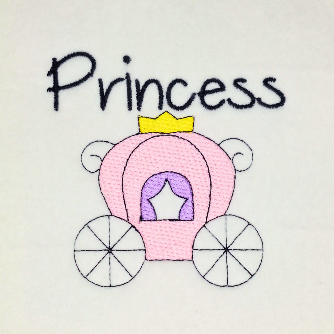 Princess Font with Carriage Machine Embroidery Design