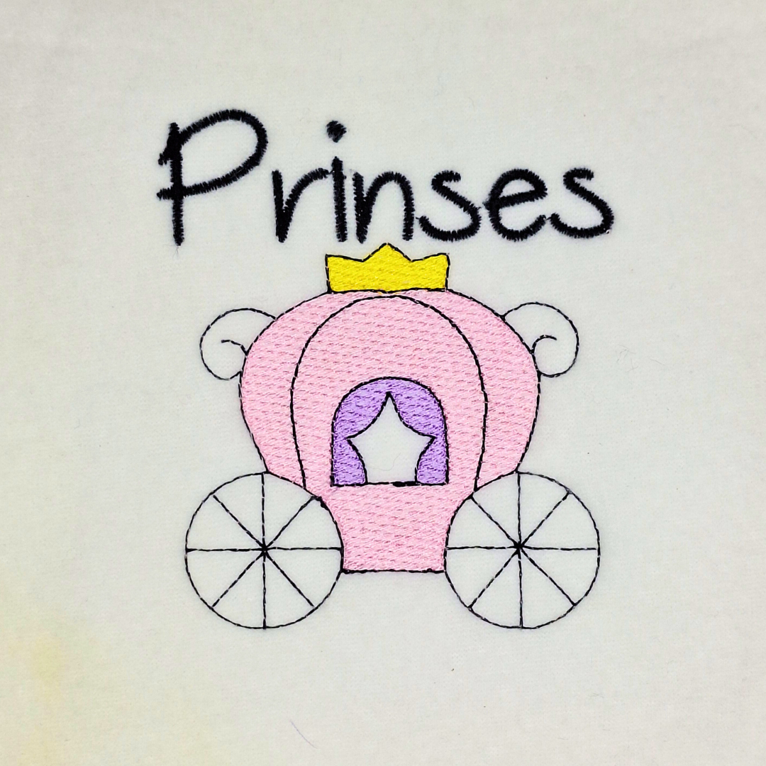 Prinses met Koets Afrikaans Machine Embroidery Design