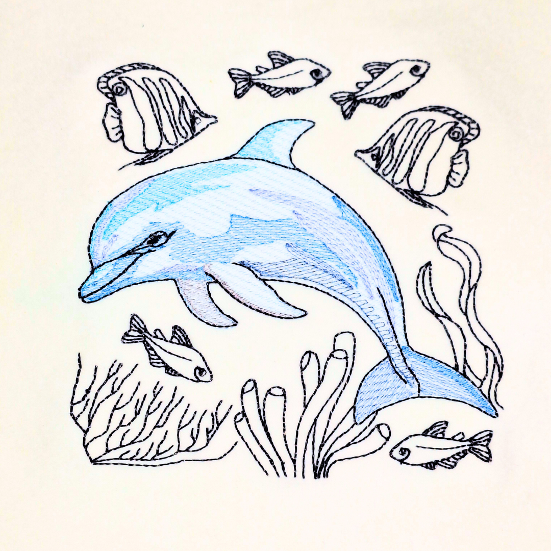 Dolphin Machine Embroidery Design