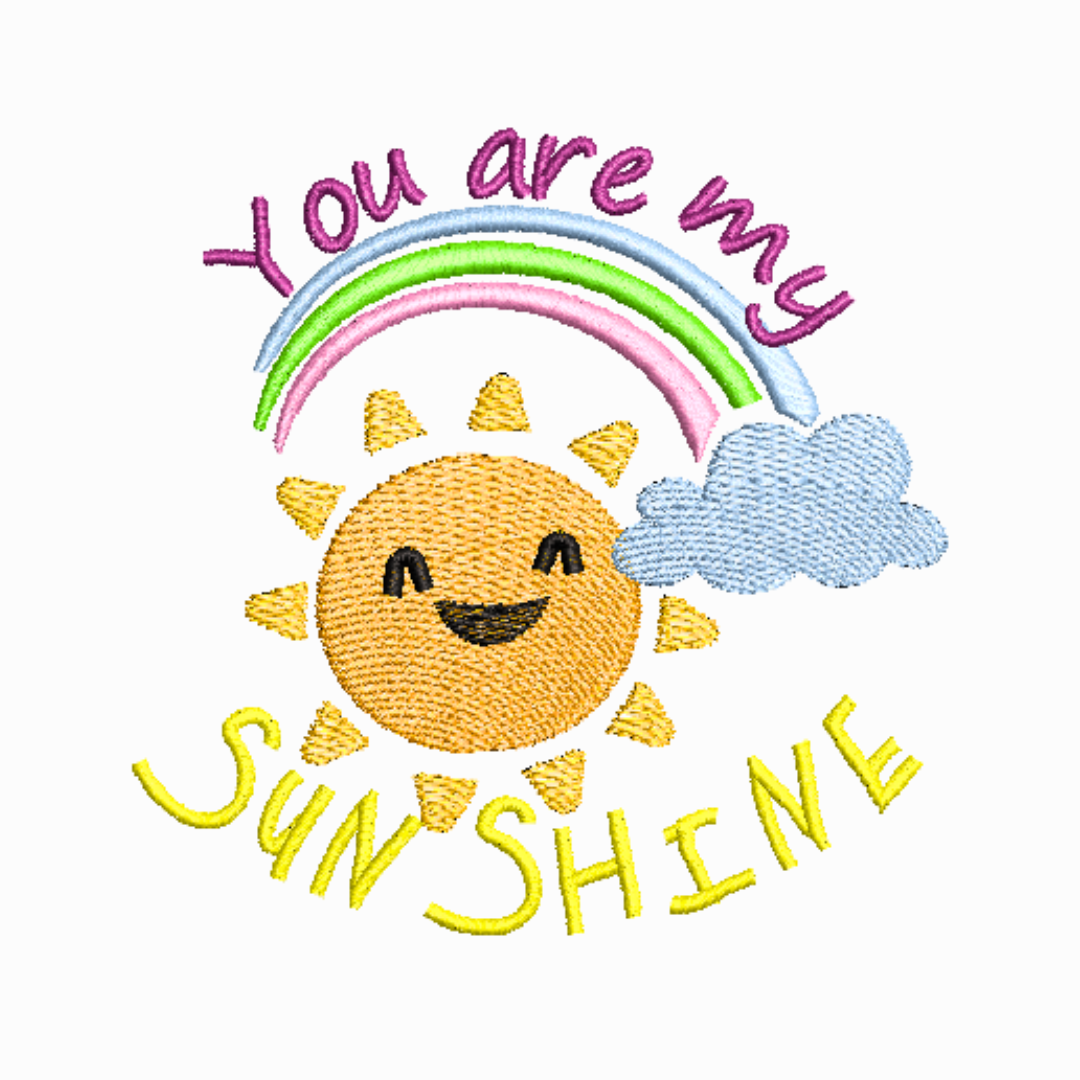 You are My Sunshine Embroidery Design, Sun and Love Hearts