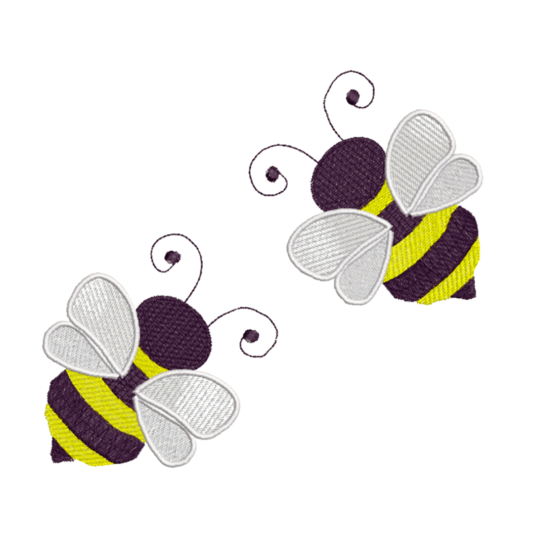 This is an image of a cute Cartoon Bee machine embroidery design for babies and toddlers.