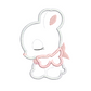 This as an image of an Applique Machine Embroidery Design by Stitches & Strokes, featuring a Baby Bunny with a Pink bow. This adorable baby bunny applique machine embroidery pattern is perfect for embroidery on Easter Decor and Baby Gifts like burp cloths, blankets, crib bedding and travel bags.