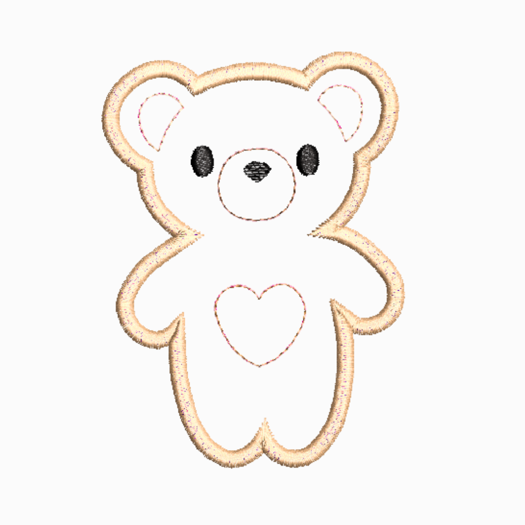 This is an image of a Bear Applique Machine Embroidery Design by Stitches & Strokes. 