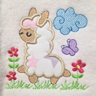 Applique Llama Baby Machine Embroidery Design