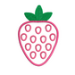 This is an image of an applique machine embroidery design by Stitches & Strokes, featuring a cute strawberry with green embroidered leaves. This strawberry machine embroidery design is perfect for embroidery on kitchen décor and kids clothing.