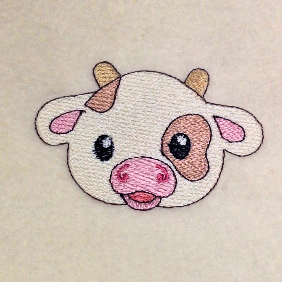 Baby Cow Face Machine Embroidery Design