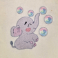 Baby Elephant with Soap Bubbles Machine Embroidery Design