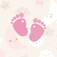 This is an image of a machine embroidery design featuring two pink baby feet, each embellished with an adorable little heart. This design can also be embroidered in blue for baby boys, or if the baby's gender is unknown, they will look beautiful in yellow, and green.