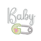Baby Font With Diaper Pin Machine Embroidery Design