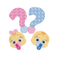 This is a baby gender reveal, guess the baby gender machine embroidery design. Featureing babies and question marks in blue and pink, this design is perfect for baby gender reveal clothes and gifts.