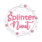 This is an image of a machine embroidery design by Stitches & Strokes, featuring a flower wreath with an Afrikaans saying "Splinter Nuut" for newborn baby onesies and gifts.