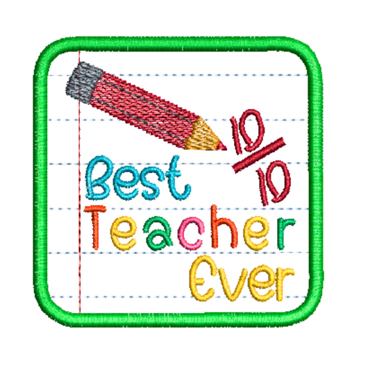 Best Teacher Ever Applique Coaster Design