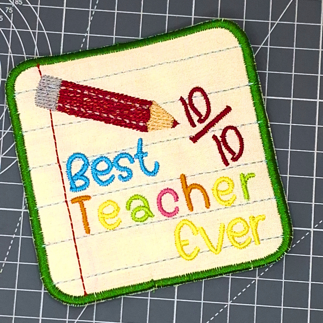 Best Teacher Ever Applique Coaster Design