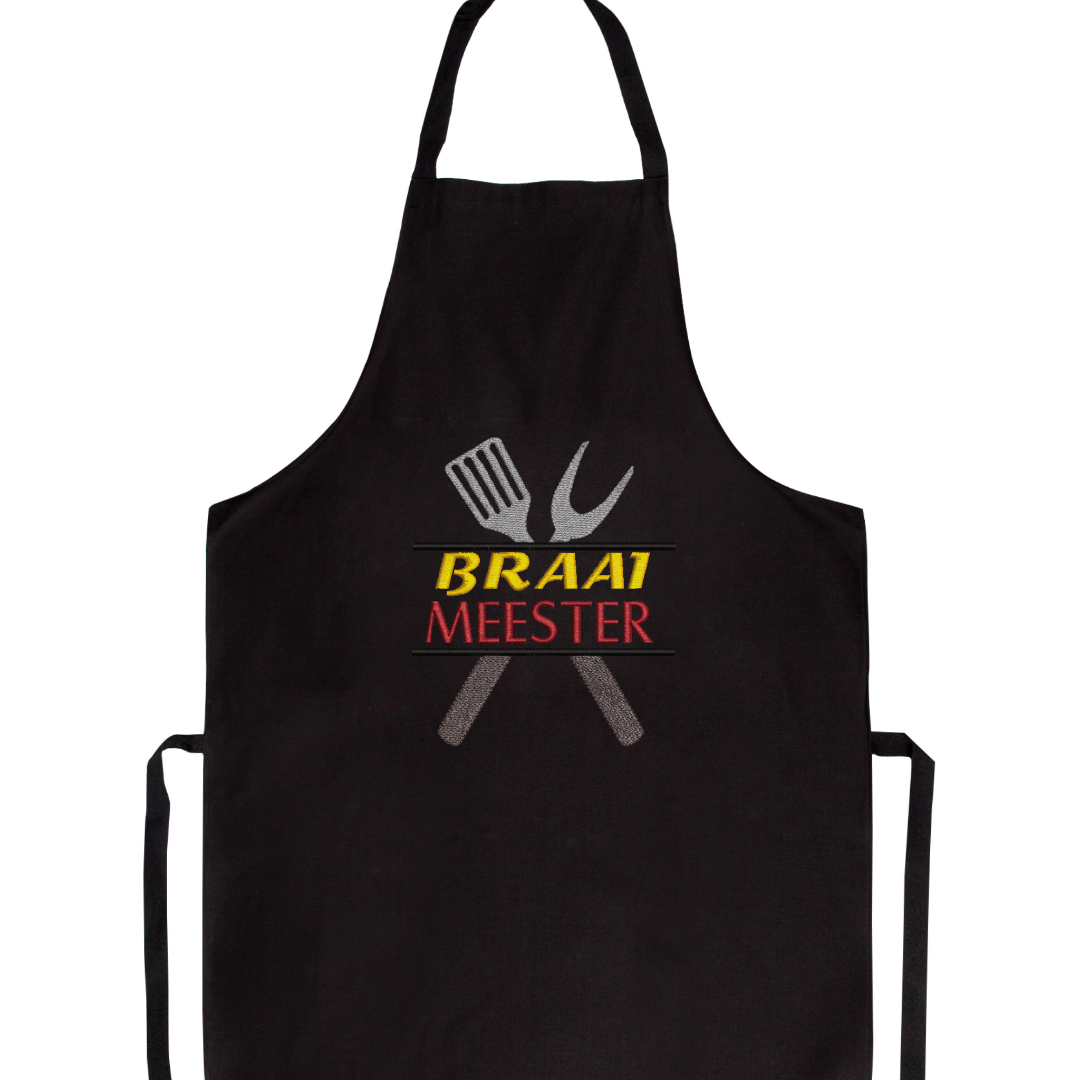 This is an image of a Braai Meester Quote with braai utencils machine embroidery design