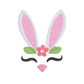 This is an image of a bunny ear silhouette machine embroidery design. The bunny ears with it's cute lashes and bunny nose is perfect for embroidery on girl's t-shirts and accessories, as well as Easter projects.