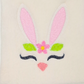 This is an image of a bunny ear silhouette machine embroidery design. The bunny ears with it's cute lashes and bunny nose is perfect for embroidery on girl's t-shirts and accessories, as well as Easter projects.