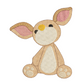 This is an image of a baby bunny with big ears machine embroidery design. This bunny machine embroidery design can be embroidered on baby clothes and onesies for Easter, Baby Showers, and more.