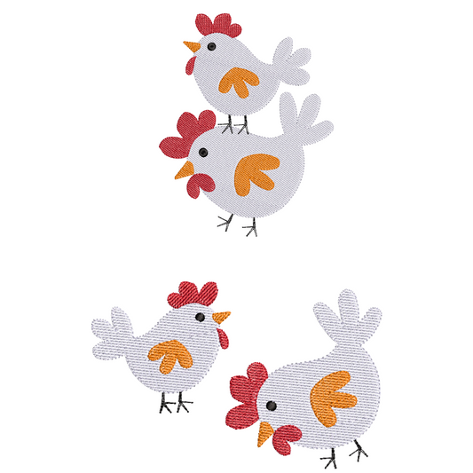 Cartoon Chicken Machine Embroidery Design Bundle