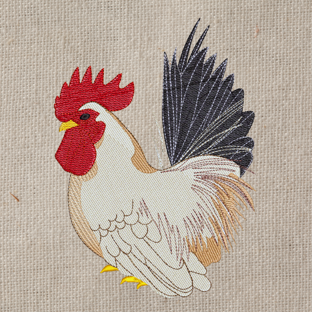 Country Rooster Machine Embroidery Design