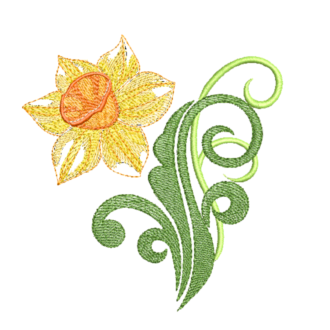 Daffodil Flower Machine Embroidery Design