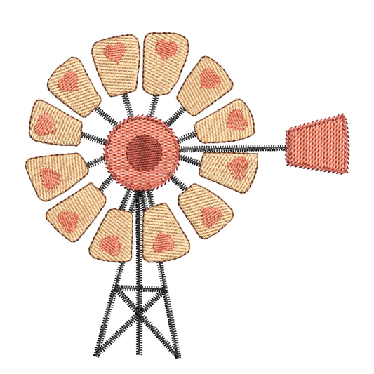 Heart Windmill Machine Embroidery Design