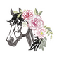 This is an image of a machine embroidery design by Stitches & Strokes, featuring a horse with flowers in its hair. This horse machine embroidery design is a modern design including Fill, Satin, and Running Stitches.