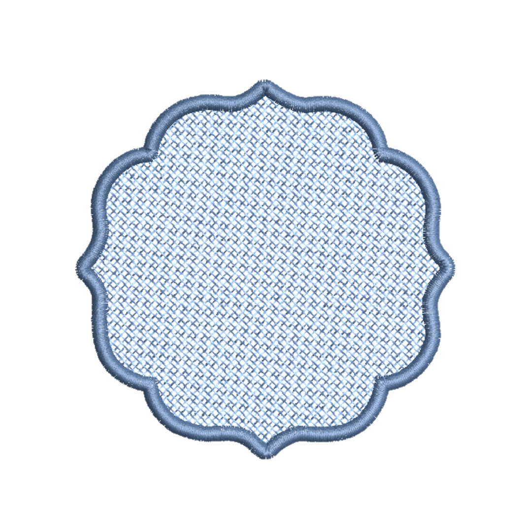 This is an image of a machine embroidery design by Stitches & Strokes featuring a Knock down (Laydown) stitch machine embroidery pattern for use on fluffy fabrics like terry cloth towels, fleece, and Mongolian fleece.