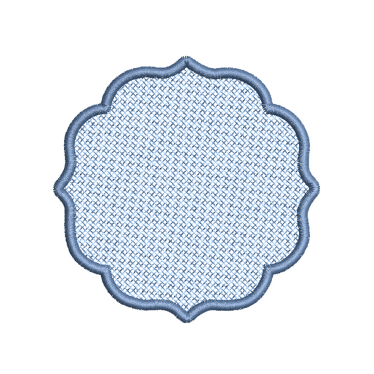 This is an image of a machine embroidery design by Stitches & Strokes featuring a Knock down (Laydown) stitch machine embroidery pattern for use on fluffy fabrics like terry cloth towels, fleece, and Mongolian fleece.