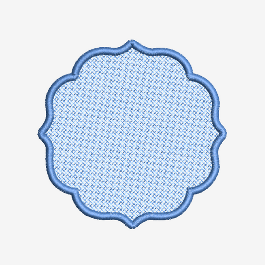 This is an image of a knockdown stitch machine embroidery pattern with a satin stitch frame. 