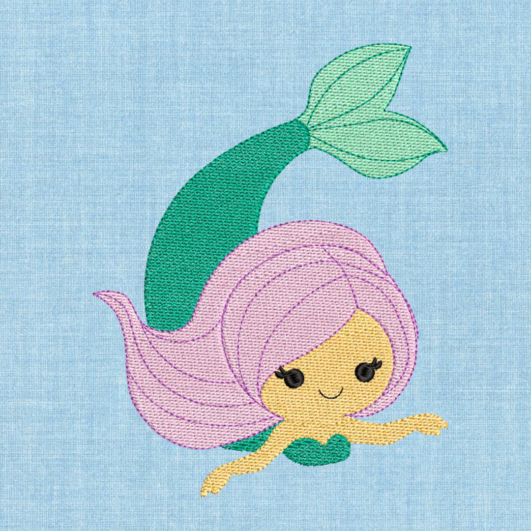 Mermaid Machine Embroidery Design