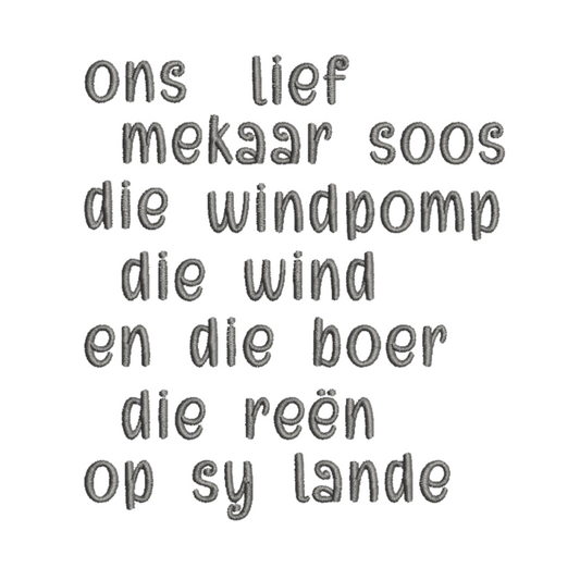 Ons Lief Mekaar Afrikaans Quote Machine Embroidery Design