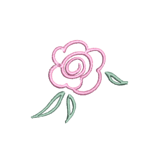 Outline Rose Flower Machine Embroidery Design