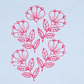 This is an image of a machine embroidery design featuring redwork flowers that is easy and quick to embroider. This flower outline machine embroidery design is perfect for denim, t-shirts, blouses, tablecloths, aprons, and more.