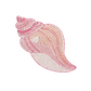 This is an image of a machine embroidery design by Stitches & Strokes, featuring a light Pink Sea Shell. This ocean-themed seashell machine embroidery design is perfect for embroidery on home décor item like cushions, and more.