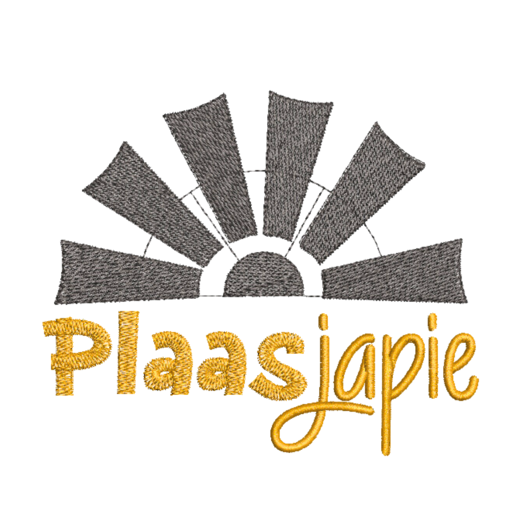 Plaasjapie Afrikaans Quote with Windmill Machine Embroidery Design