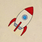 This is an image of a space ship machine embroidery design in grey and red. This spaceship is ideal for embroidery on baby onesies and t-shirts for toddlers.