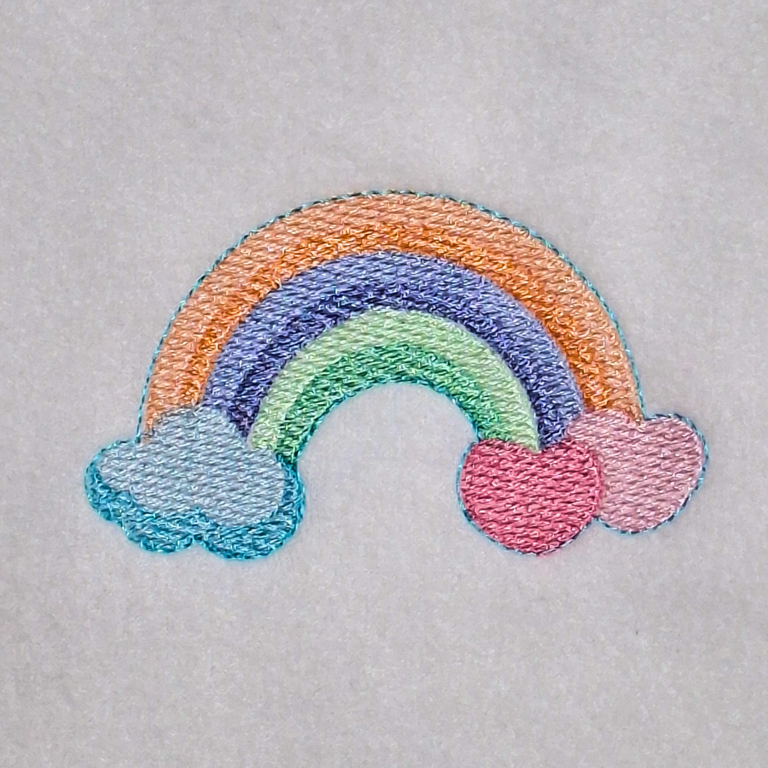 Rainbow With Hearts Machine Embroidery Design