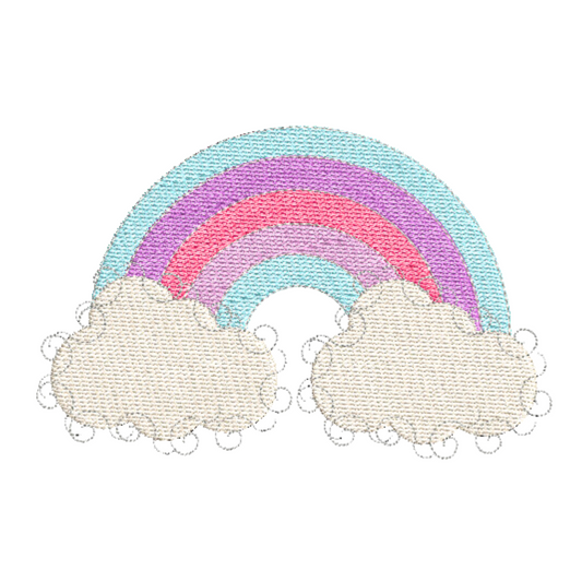 Rainbow with Clouds Machine Embroidery Design