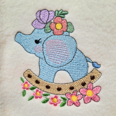 Rocking Toy Elephant Machine Embroidery Design