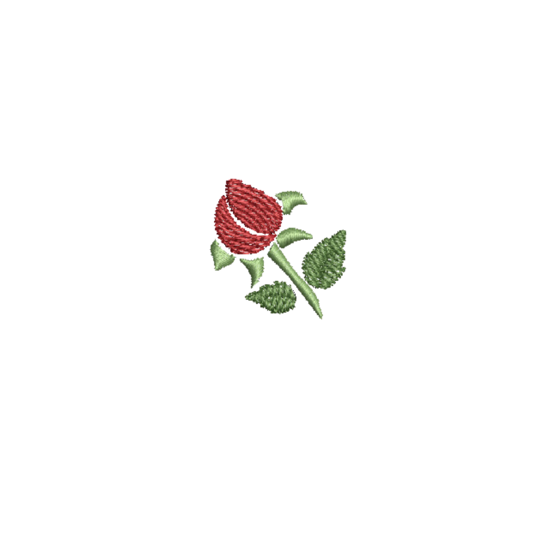 This is an image of a miniature Rose Bud Machine Embroidery Design. The Rose Bud Machine Embroidery Design is perfect for embroidery on small areas like collars and pockets.