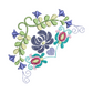 This is an image of a machine embroidery design by Stitches & Strokes featuring a delicate Scandinavian Flower corner design. This Nordic inspired flower machine embroidery pattern is perfect for embroidery on kitchen item like tea towels, table runners, and more.