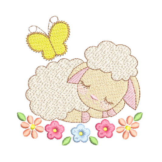 Sleeping Baby Sheep Machine Embroidery Design