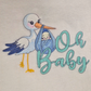 Stork with Oh Baby Quote Machine Embroidery Design