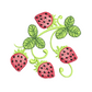 This is an image of a machine embroidery design featuring a strawberry plant with green vines and leaves. This strawberry machine embroidery design is perfect for embroidery on items and accessories for the kitchen like aprons, oven mittens, and tablecloths. This strawberry design can also be embroidered on dresses for girls.