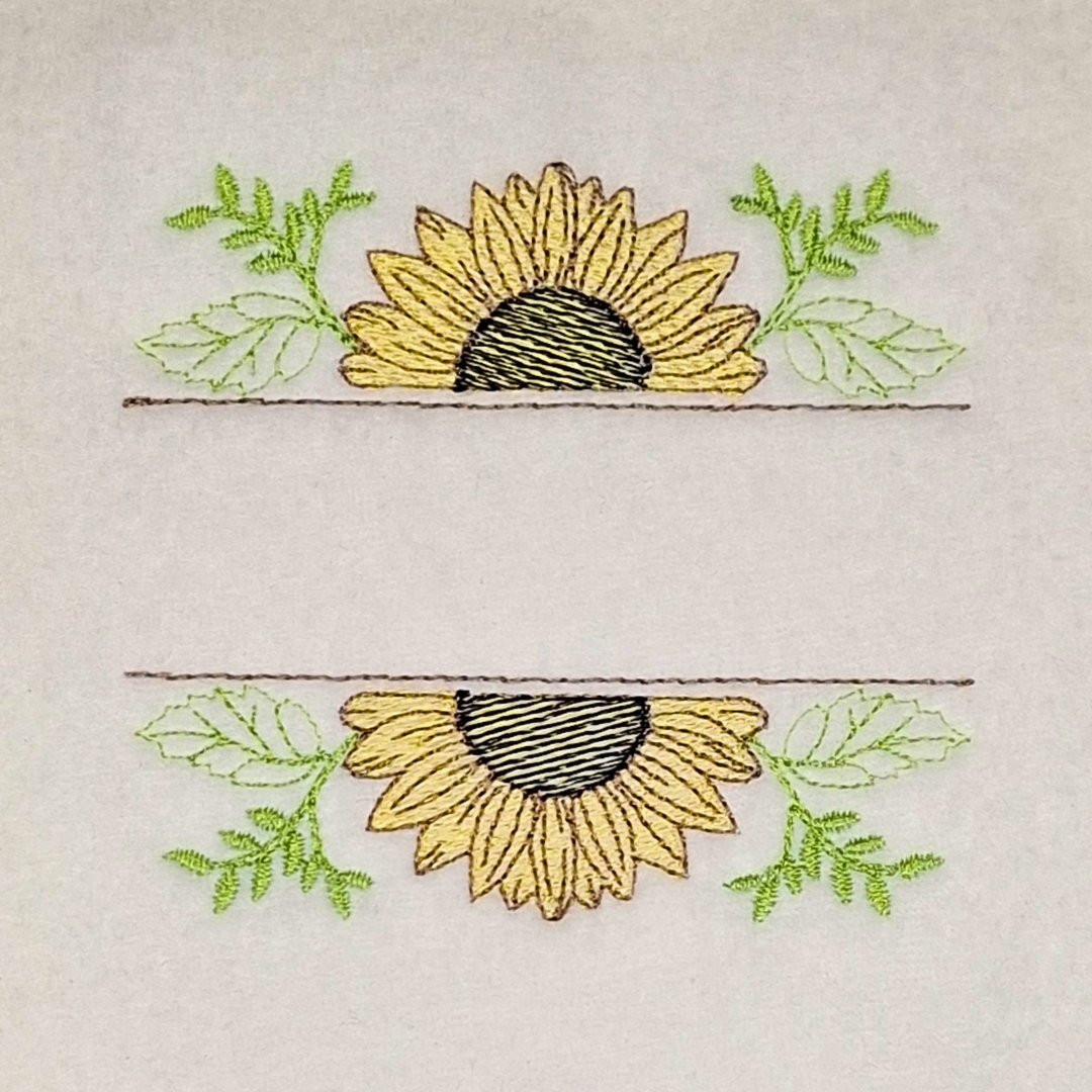 Sunflower Split Monogram Machine Embroidery Design