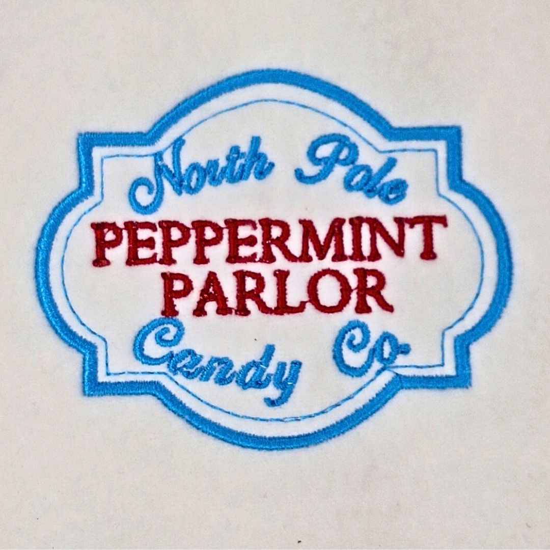 Peppermint Parlor Christmas Sign Machine Embroidery Design