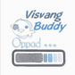 This is an image of a machine embroidery design featuring the quote "Visvang Buddy Oppad" with a cute little fish and a loading battery.