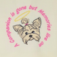 This is an image of a machine embroidery design featuring a Yorkshire Terrier Angel with Halo and a "A Companion is gone but Memories live on" Quote. This Yorkshire Terrier Angel design file is especially for those who are grieving the loss of a special dog friend. Embroider this special quote as a keepsake on your dog's blankets, pillows, and more.